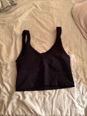 Nikibiki Black Ribbed Cropped Sports Bra Tank